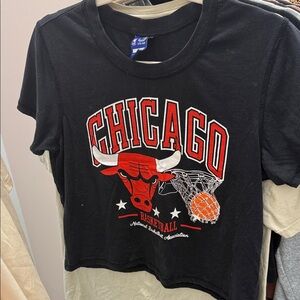 NBA Chicago Bulls Black and Red Crop Top